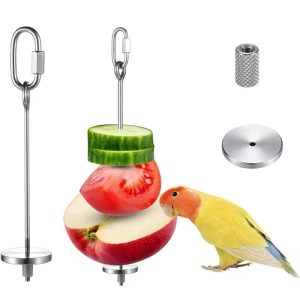Parrot Stainless Steel Fruit Fork Feeding Birds Hang Cage Corn Apple Bird Fork Accessories