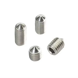 China Manufacturer Customized ANSI Metric Oval Head Hex Socket Set Screws with Cone Point and Black Oxide Finish