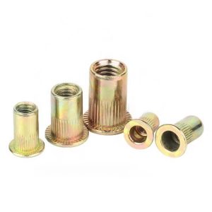 High Quality Customized M4 M5 M6 M8 1/4 Yellow Zinc Plated Flat Head Riveted Nuts DIN Standard Heavy Industry Use Changxin Brand